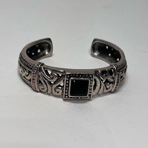 Stunning Barse Sterling Silver Onyx Cuff Bracelet